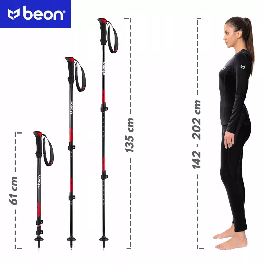 SUDĖTINĖS TREKKINGO LAZDOS, SKIRTOS VAŽINĖJIMUI SU NORDIC WALKING TECHNIKA, ALIUMININĖS, TELESOPINĖS
