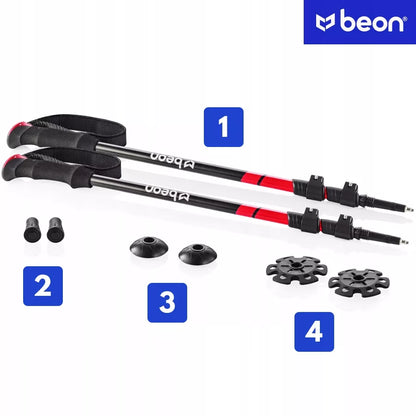 SUDĖTINĖS TREKKINGO LAZDOS, SKIRTOS VAŽINĖJIMUI SU NORDIC WALKING TECHNIKA, ALIUMININĖS, TELESOPINĖS