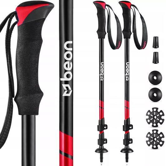 SUDĖTINĖS TREKKINGO LAZDOS, SKIRTOS VAŽINĖJIMUI SU NORDIC WALKING TECHNIKA, ALIUMININĖS, TELESOPINĖS