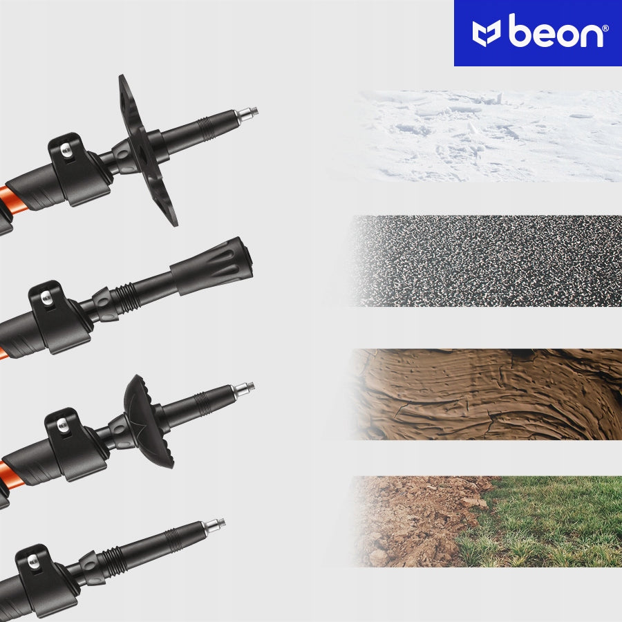 KIJKI NORDIC WALKING KIJE TREKKINGOWE SKŁADANE REGULOWANE DO CHODZENIA BEON