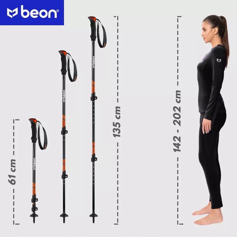 KIJKI NORDIC WALKING KIJE TREKKINGOWE SKŁADANE REGULOWANE DO CHODZENIA BEON