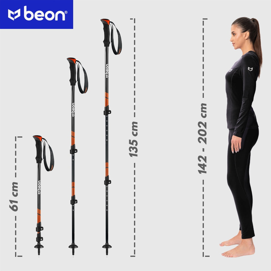 KIJKI NORDIC WALKING KIJE TREKKINGOWE SKŁADANE REGULOWANE DO CHODZENIA BEON