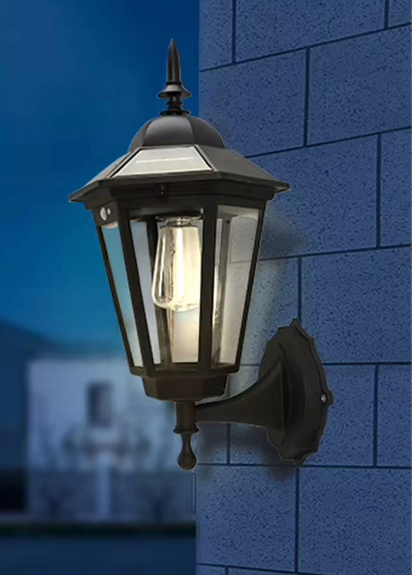 KINKIET SOLARNY RETRO Ozdobny z czujnikiem ruchu i zmierzchu Lampa elewacyjna