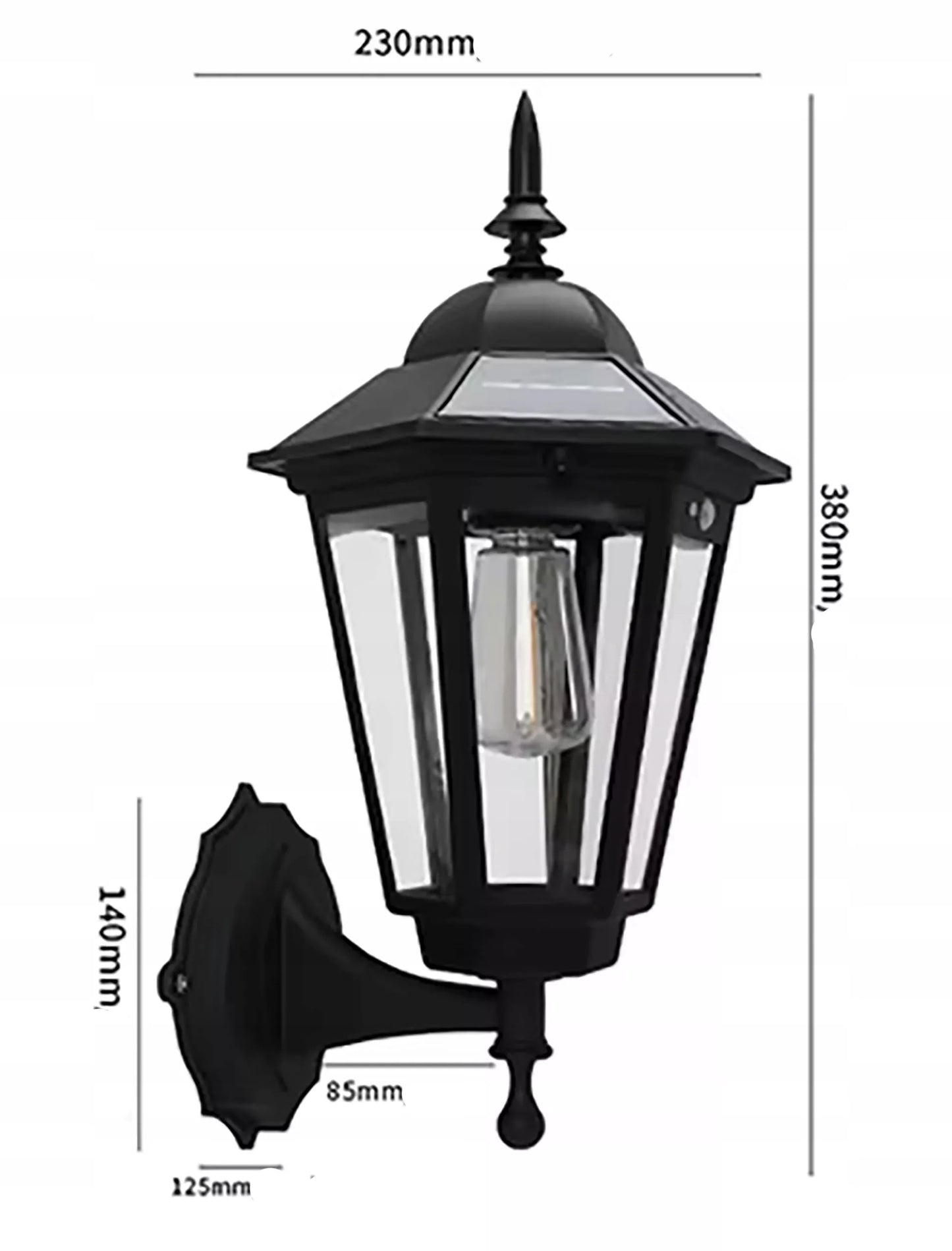 KINKIET SOLARNY RETRO Ozdobny z czujnikiem ruchu i zmierzchu Lampa elewacyjna