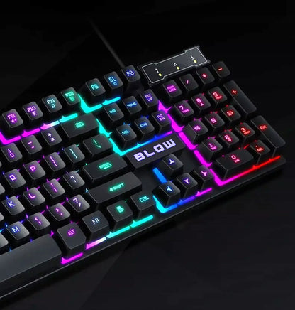 Žaidimų klaviatūra ir pelė RGB profesionaliems žaidėjams USB LED apšvietimu