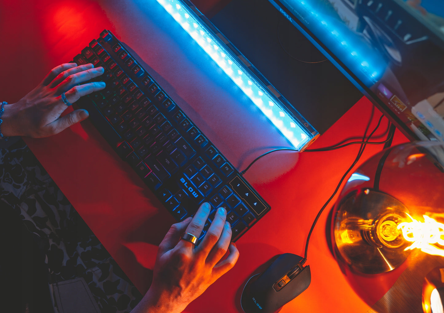 Žaidimų klaviatūra ir pelė RGB profesionaliems žaidėjams USB LED apšvietimu