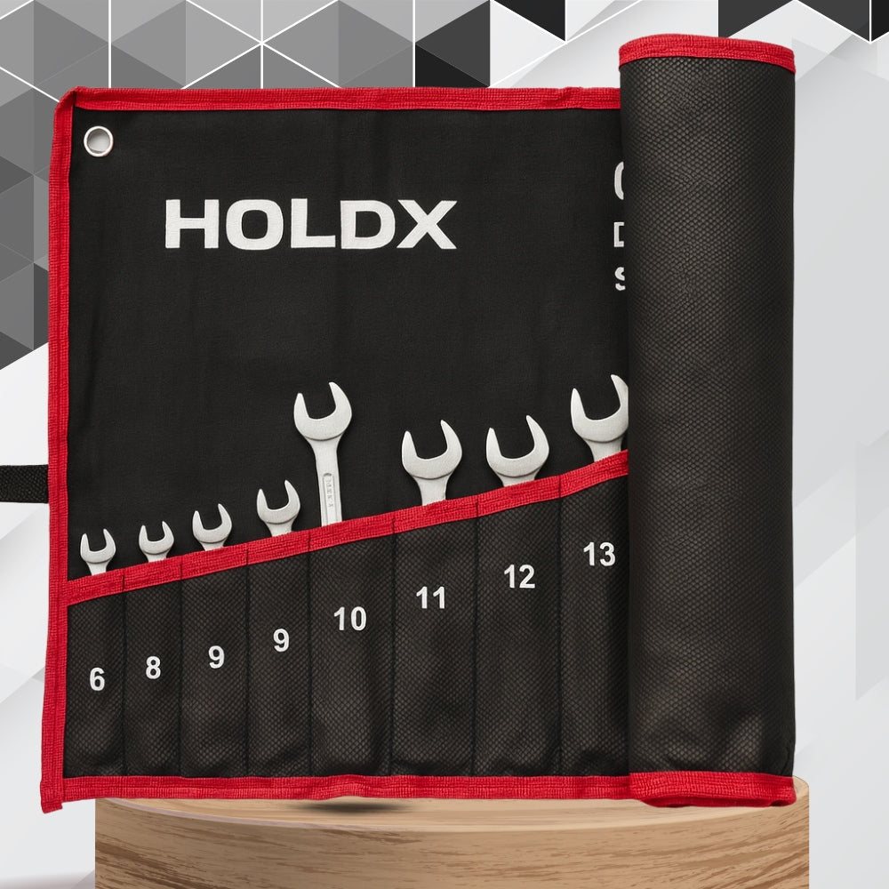 Žiediniai-atsukami veržliarakčiai 8-24, plokščių veržliarakčių komplektas 14 elementų, dėklas