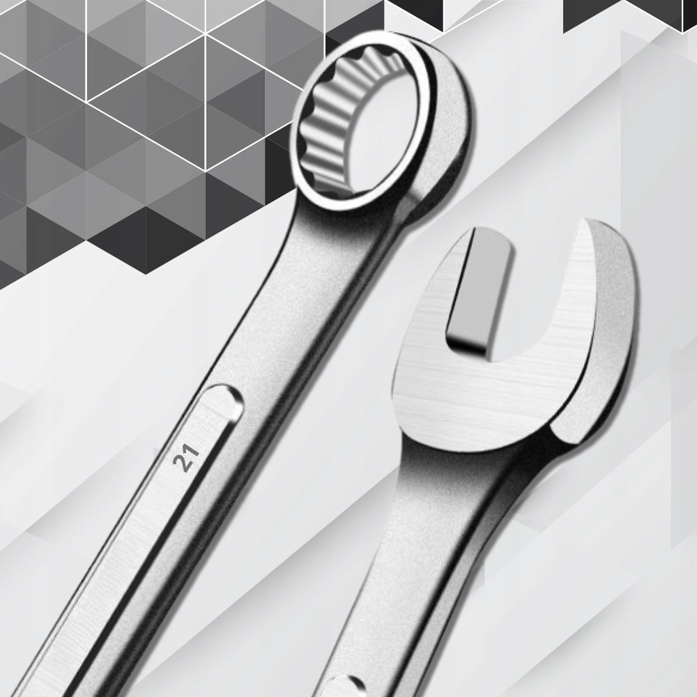 Žiediniai-atsukami veržliarakčiai 8-24, plokščių veržliarakčių komplektas 14 elementų, dėklas