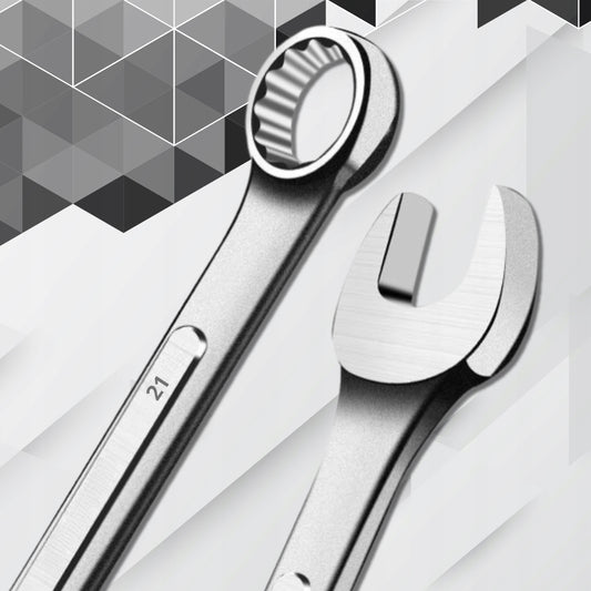 Žiediniai-atsukami veržliarakčiai 8-24, plokščių veržliarakčių komplektas 14 elementų, dėklas