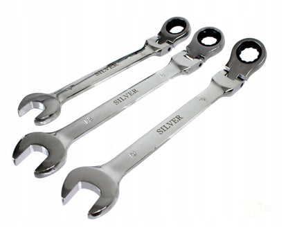 Kombinuoti lankstiniai raktai su terkšle 8-19mm, 12 vnt. rinkinys