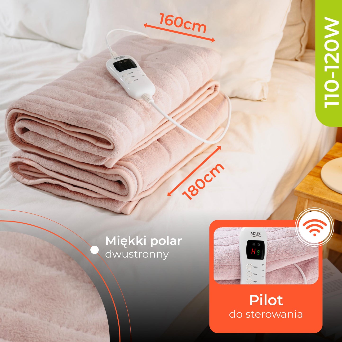 ELEKTRINIS "KOC" MOTINIS ŠILDOMASIS PLAIDAS 160x180cm LCD Laikmatis Nuotolinio Valdymo Pultelis