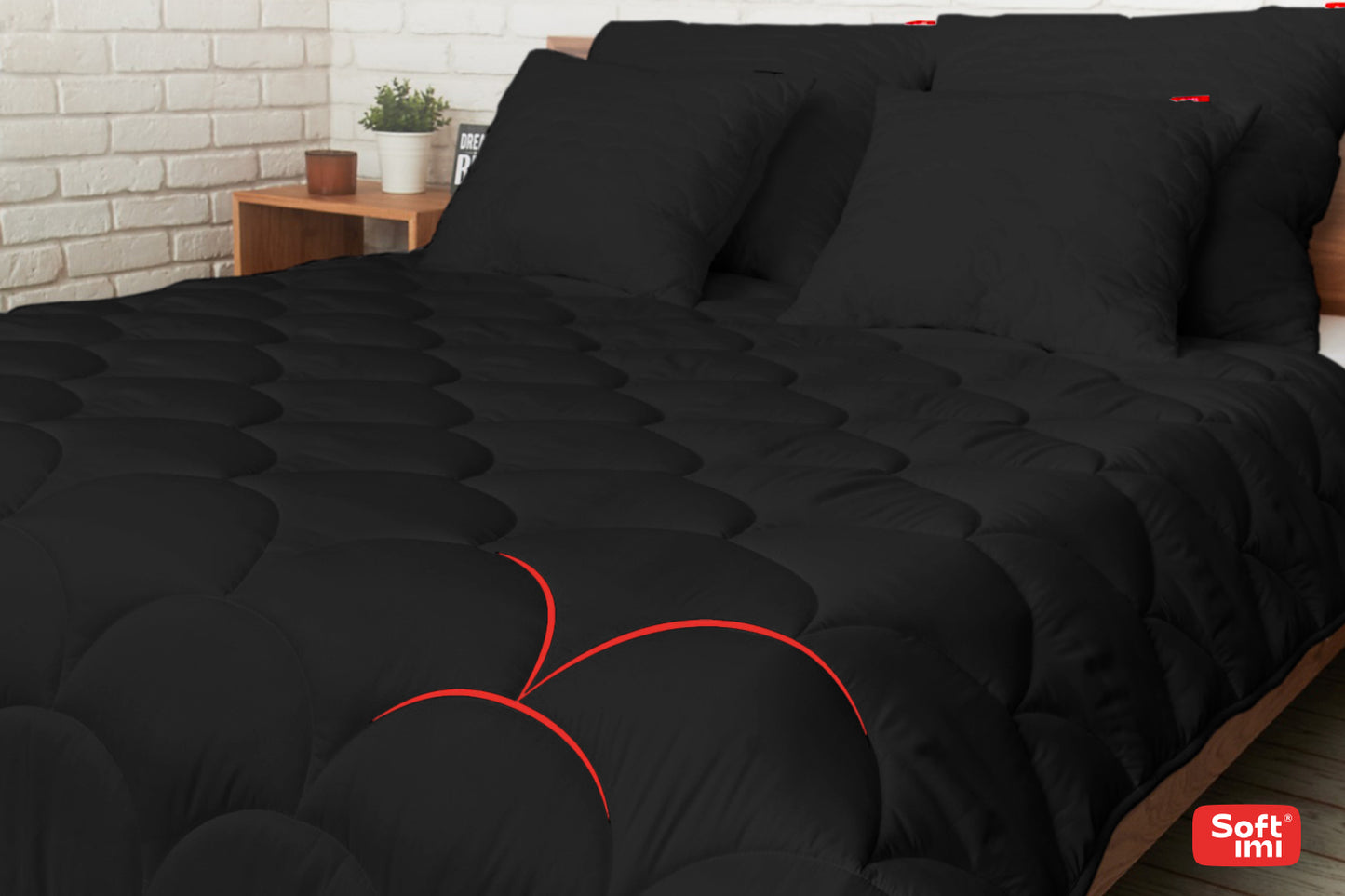 Visasezonė antialerginė antklodė 160x200 + 2 pagalvės 70x80 juodas rinkinys