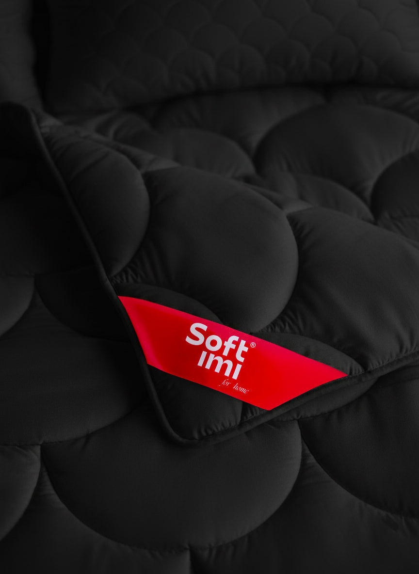 Visasezonė antialerginė antklodė 180x200 cm + 2 pagalvės 70x80 cm, juodas komplektas