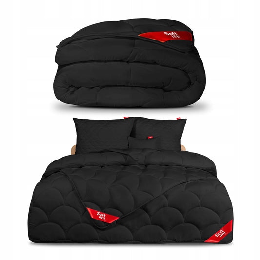 Visasezonė antialerginė antklodė 180x200 cm + 2 pagalvės 70x80 cm, juodas komplektas