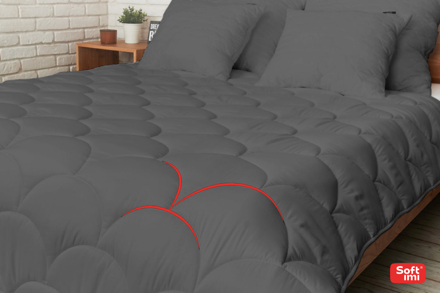 VISASEZONINIS ANIALERGINIS ANKLODĖS IR 2 PAGALVIŲ KOMPLEKTAS 200X200 + 2 PAGALVĖS 70X80 PILKAS