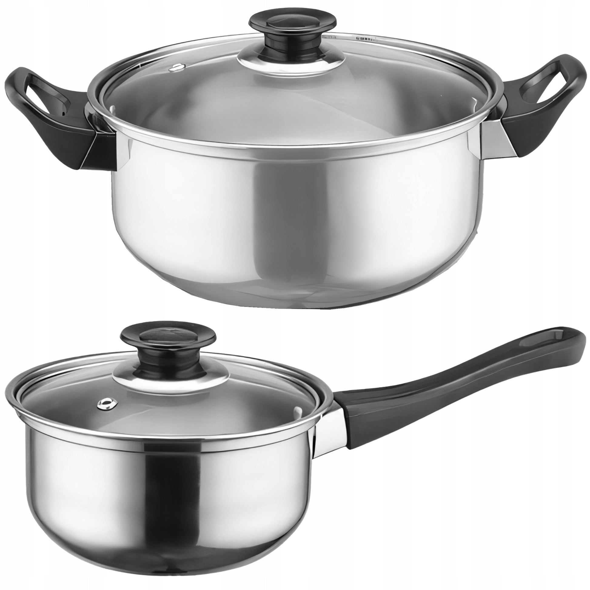 11 VIENETŲ VIRTUVĖS PUODŲ KOMPLEKTAS DUJOMS, INDUKCIJAI, ARBATINUKAS, KEPTUVĖ + DANGČIAI