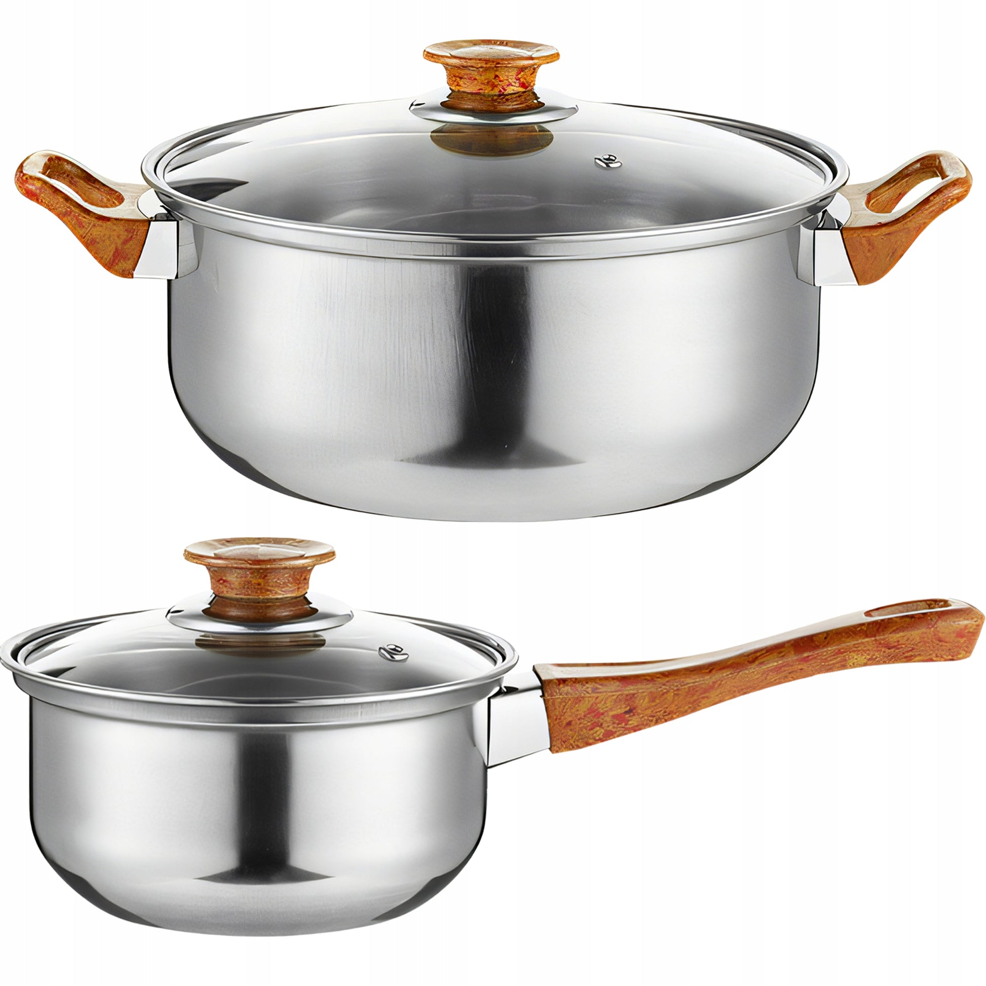 11 VIENETŲ VIRTUVĖS PUODŲ KOMPLEKTAS DUJOMS, INDUKCIJAI, ARBATINUKAS, KEPTUVĖ + DANGČIAI