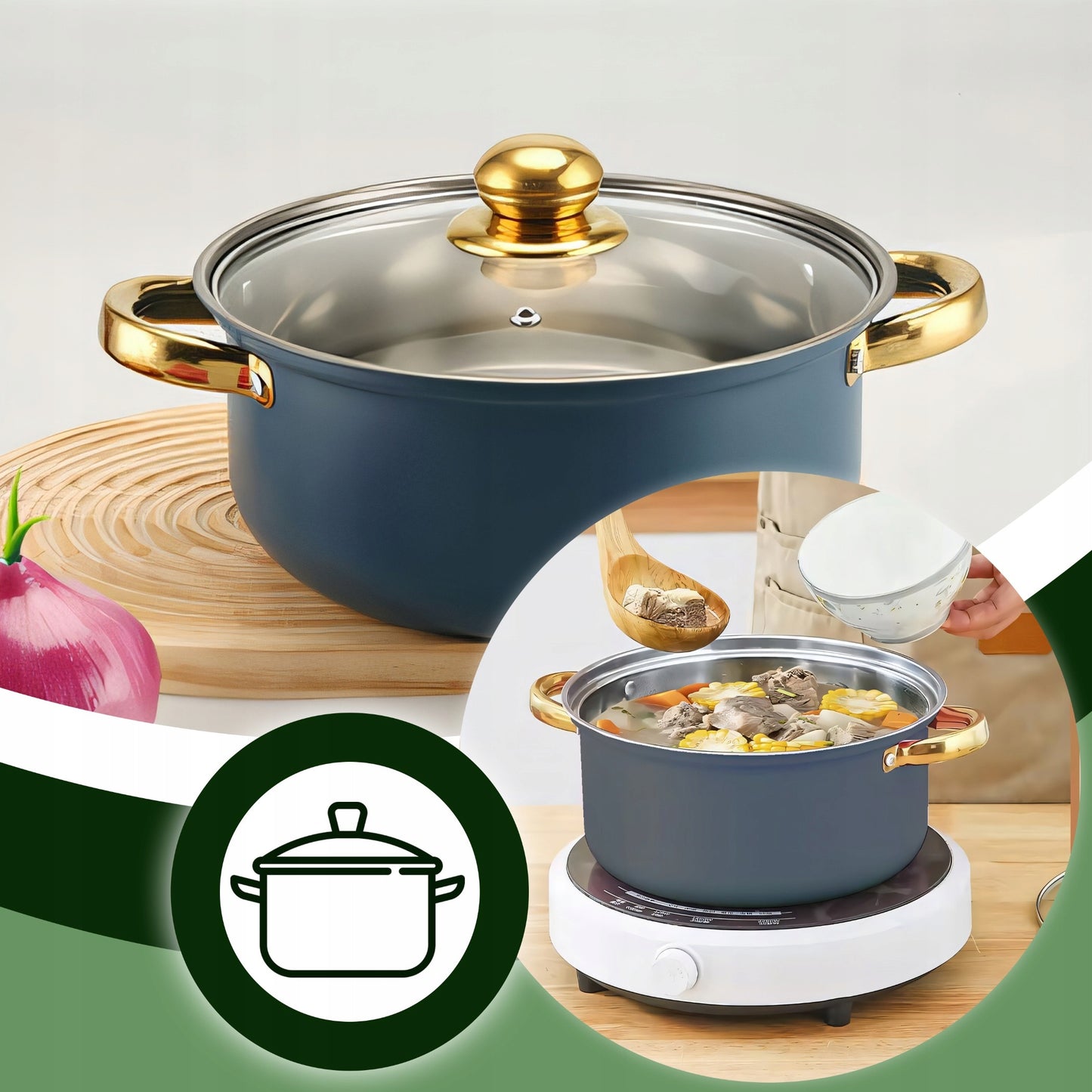 12 elementų nerūdijančio plieno virtuvės puodų ir keptuvės rinkinys su dangčiais