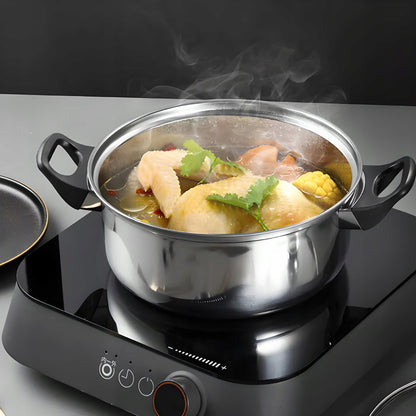 12 vnt. plieninių virtuvės puodų ir keptuvės komplektas su dangteliais