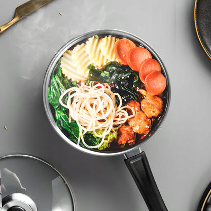 12 vnt. plieninių virtuvės puodų ir keptuvės komplektas su dangteliais