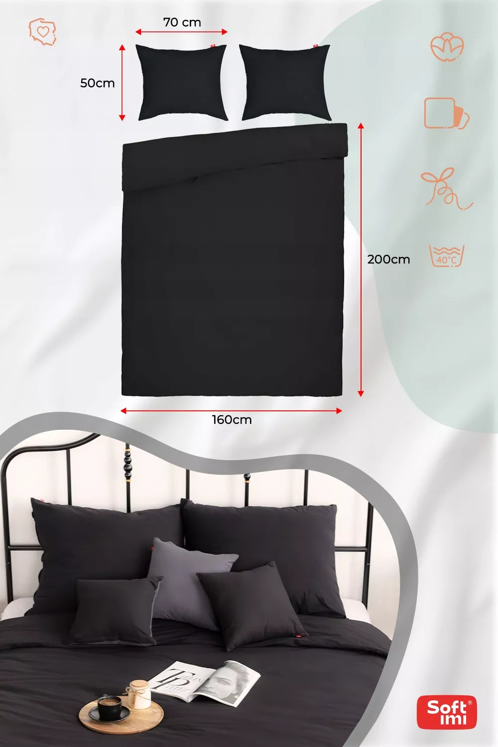 Patalynės komplektas 160x200, 100% medvilnė, + 2 užvalkalai 50x70, medvilninė patalynė