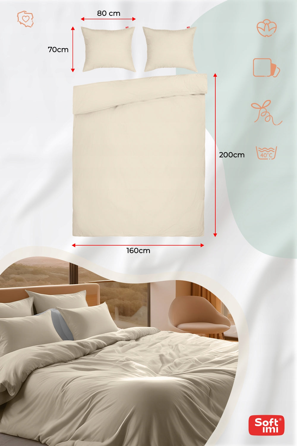 Patalynės komplektas 160x200 100% medvilnė + 2 užvalkalai 70x80 Medvilninė patalynė