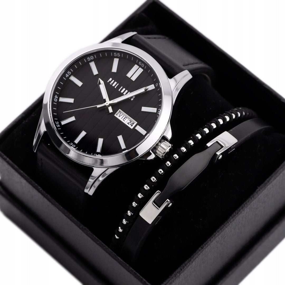 VYRIŠKAS DOVANŲ KOMPLEKTAS PAUL LORENS - Laikrodis + Apyrankė (zg374e)