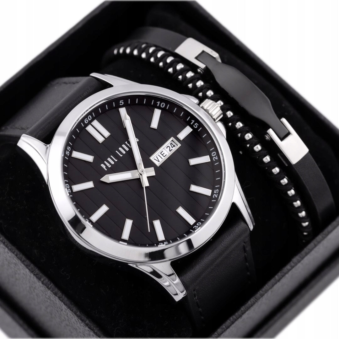 VYRIŠKAS DOVANŲ KOMPLEKTAS PAUL LORENS - Laikrodis + Apyrankė (zg374e)