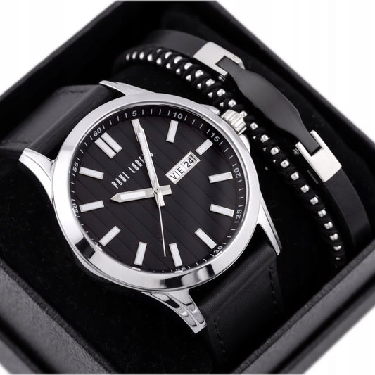 VYRIŠKAS DOVANŲ KOMPLEKTAS PAUL LORENS - Laikrodis + Apyrankė (zg374e)