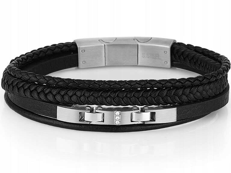 Vyrų dovanų komplektas PAUL LORENS - Laikrodis + Apyrankė (zg374f)