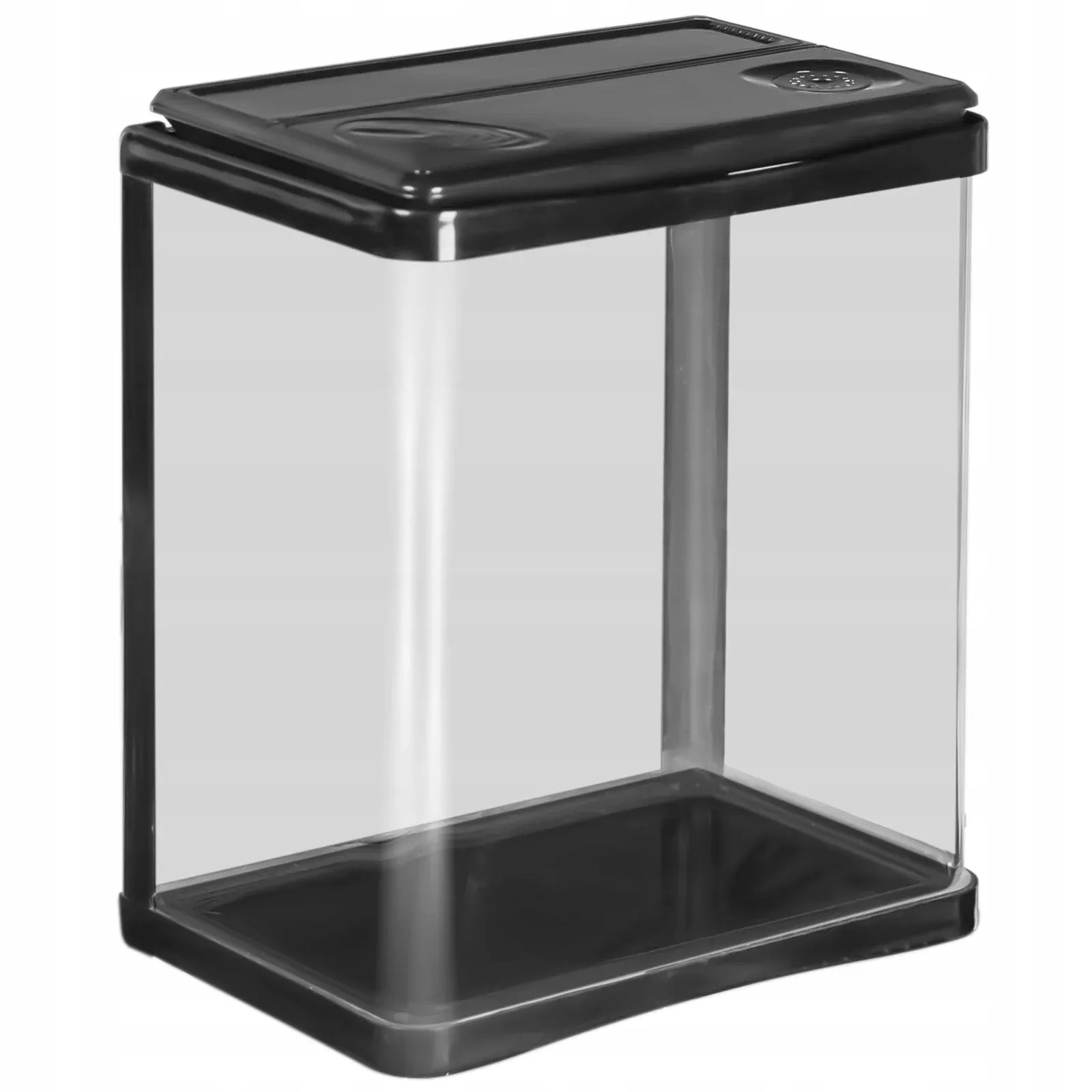 PILNAS MODERNUS AKVARIUMAS 3L JUODAS SU LED IR FILTRU TVIRTAS STIKLINIS
