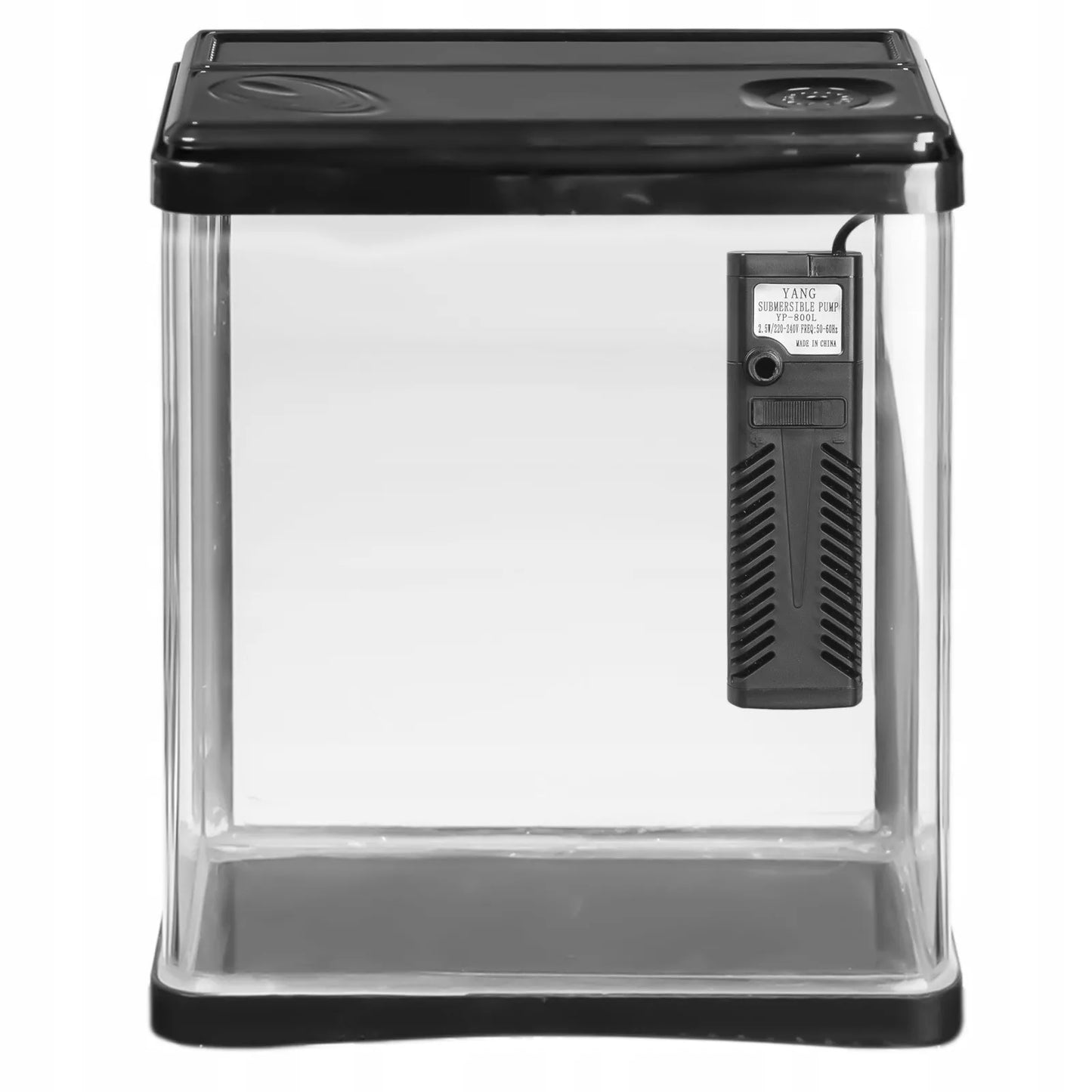 PILNAS MODERNUS AKVARIUMAS 3L JUODAS SU LED IR FILTRU TVIRTAS STIKLINIS