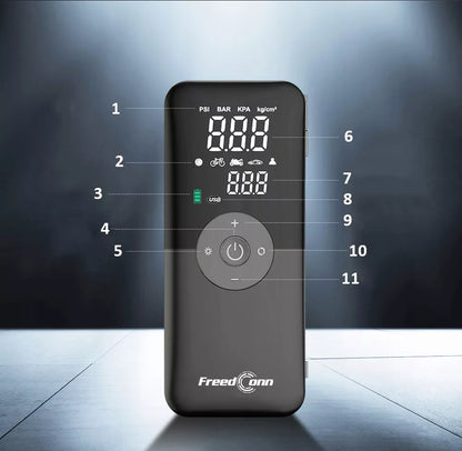 BEZPRZEWODOWA POMPKA SAMOCHODOWA MOTOCYKLOWA ROWEROWA KOMPRESOR POWERBANK USB