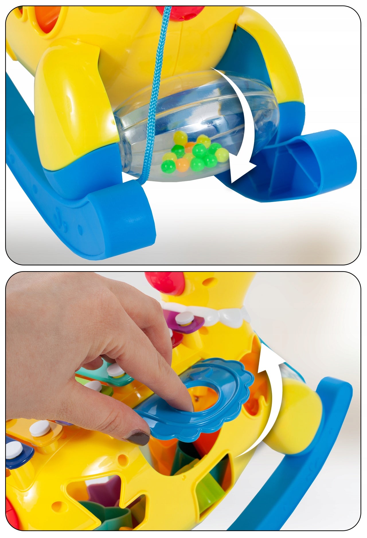 Arklinis arklys interaktyvus rūšiuotojas, varpeliai, kaladėlės, formelės, šviesa, garsas