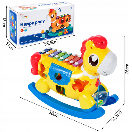 Arklinis arklys interaktyvus rūšiuotojas, varpeliai, kaladėlės, formelės, šviesa, garsas