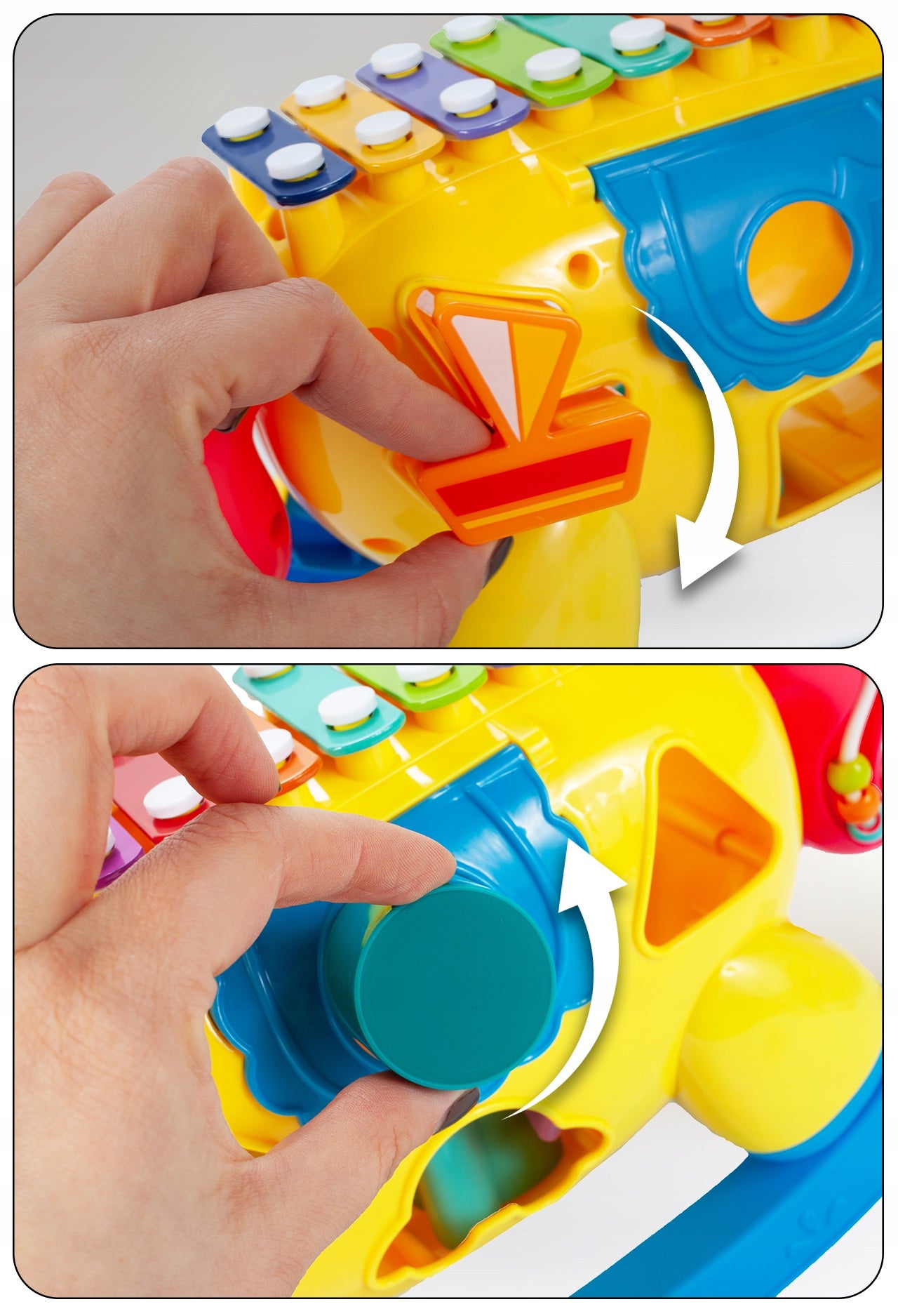 Arklinis arklys interaktyvus rūšiuotojas, varpeliai, kaladėlės, formelės, šviesa, garsas