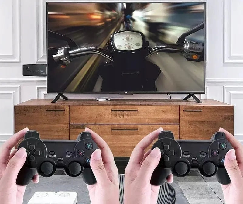 RETRO žaidimų konsolė televizoriui HDMI, 20000+ žaidimų, 2 belaidžiai pulteliai, nešiojama
