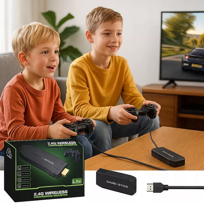 RETRO žaidimų konsolė televizoriui HDMI, 20000+ žaidimų, 2 belaidžiai pulteliai, nešiojama