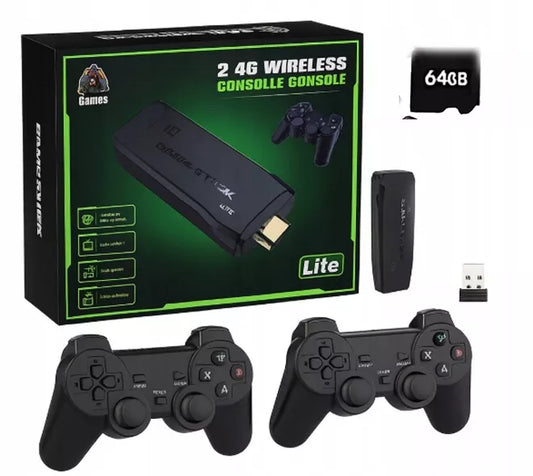 RETRO žaidimų konsolė televizoriui HDMI, 20000+ žaidimų, 2 belaidžiai pulteliai, nešiojama