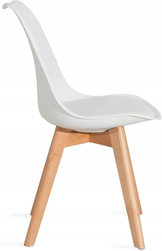 SKANDINAVIŠKA KĖDĖ SU PAGALVE BALTA EKOLOGIŠKA ODA, MEDINĖS KOJELĖS, 1 VNT.