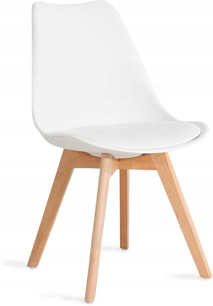 SKANDINAVIŠKA KĖDĖ SU PAGALVE BALTA EKOLOGIŠKA ODA, MEDINĖS KOJELĖS, 1 VNT.