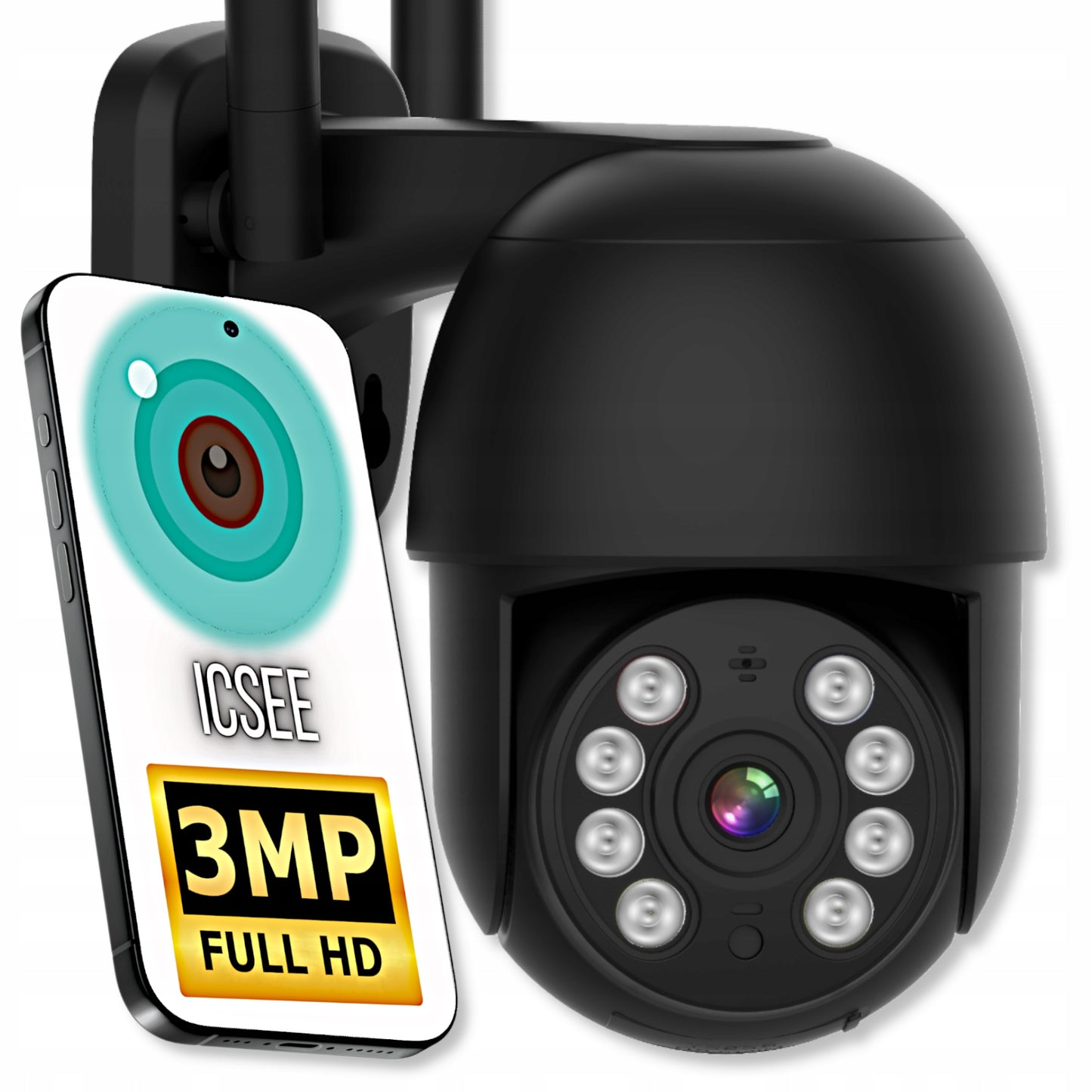 Vidinė/Lauko IP kamera, namų stebėjimas, signalizacija, WiFi, juoda - Eurolook