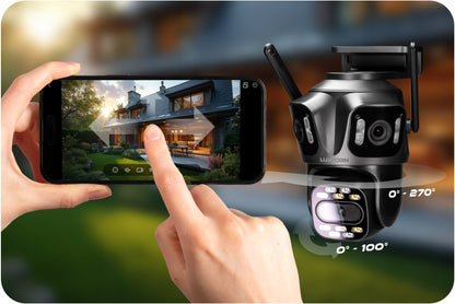 Lauko pasukama kamera su 3 objektyvais IP WIFI 2x2MPx +4MPx LUXTORN