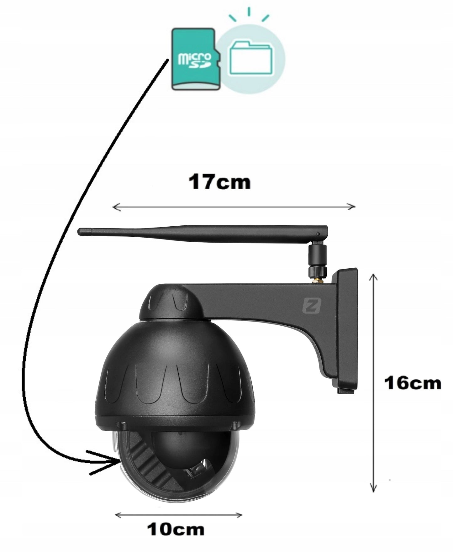 Lauko Pasukama WiFi Kamera 5MPx SU GARSU IR JUDĖSIO APTIKIMU, Metalinė, Juoda, PTZ