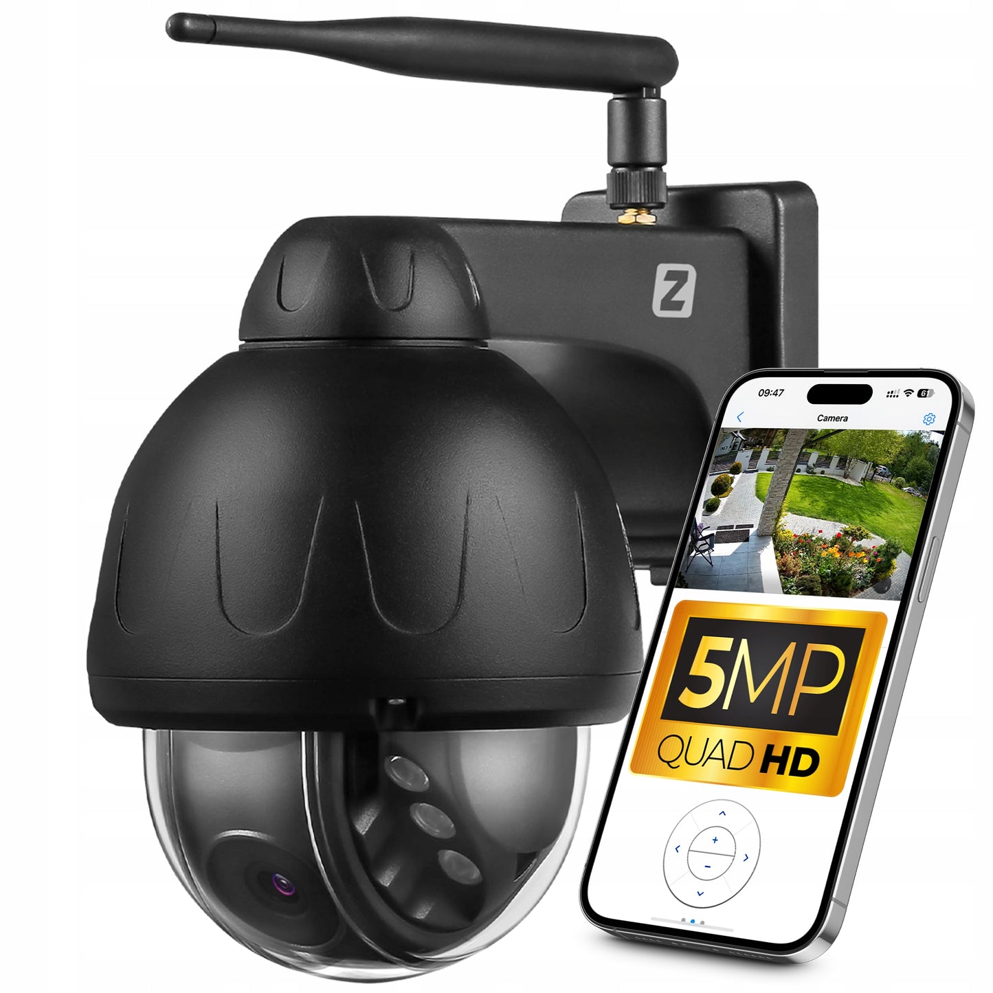 Lauko Pasukama WiFi Kamera 5MPx SU GARSU IR JUDĖSIO APTIKIMU, Metalinė, Juoda, PTZ