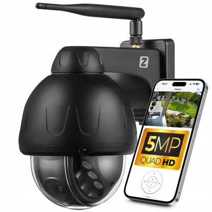 Lauko Pasukama WiFi Kamera 5MPx SU GARSU IR JUDĖSIO APTIKIMU, Metalinė, Juoda, PTZ