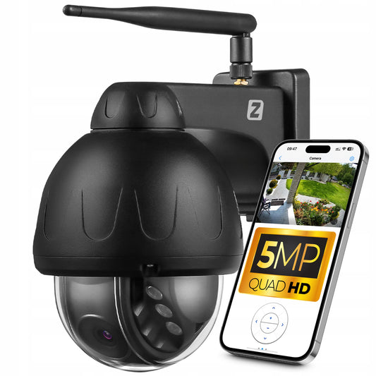Lauko Pasukama WiFi Kamera 5MPx SU GARSU IR JUDĖSIO APTIKIMU, Metalinė, Juoda, PTZ