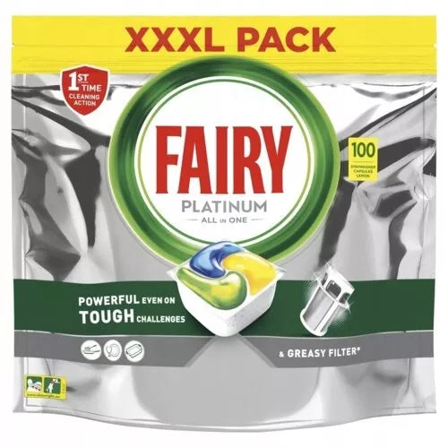 Fairy Platinum All In One citrinų skonio indaplovės kapsulės 96 vnt. GIGA PACK