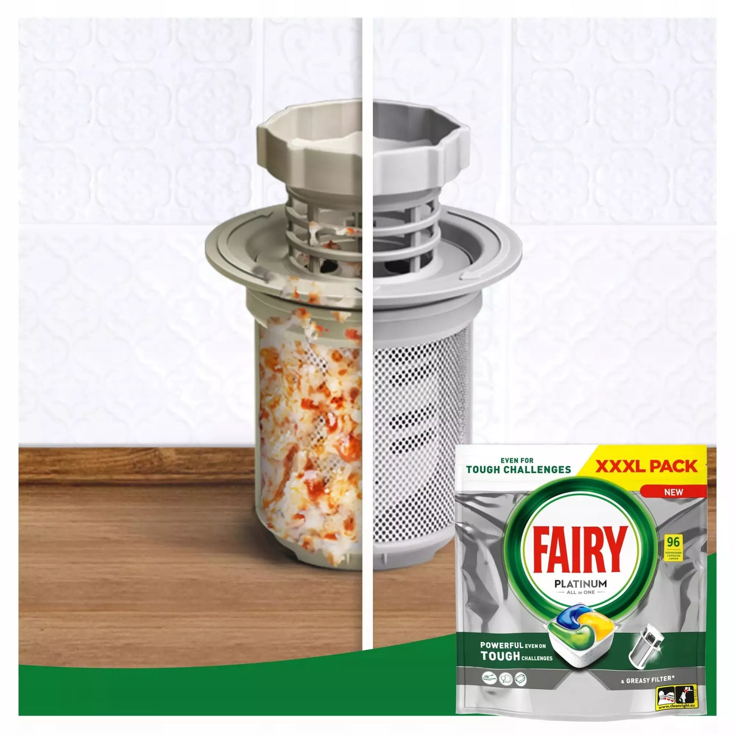 Fairy Platinum All In One citrinų skonio indaplovės kapsulės 96 vnt. GIGA PACK
