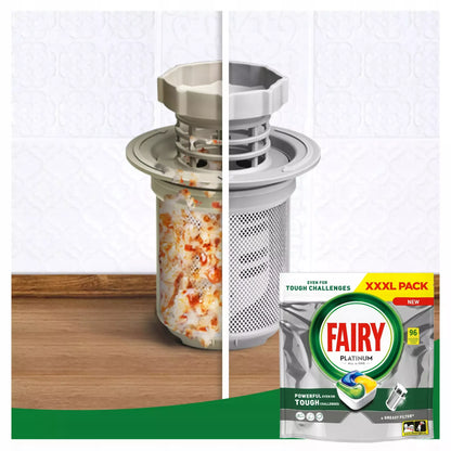Fairy Platinum All In One citrinų skonio indaplovės kapsulės 96 vnt. GIGA PACK